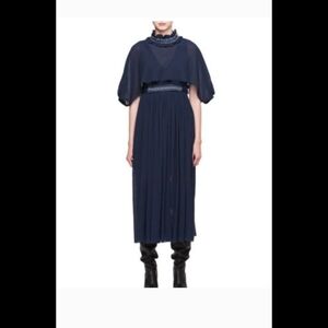 Chloe Embellished Crépon Evening Gown w/ Removable Cape